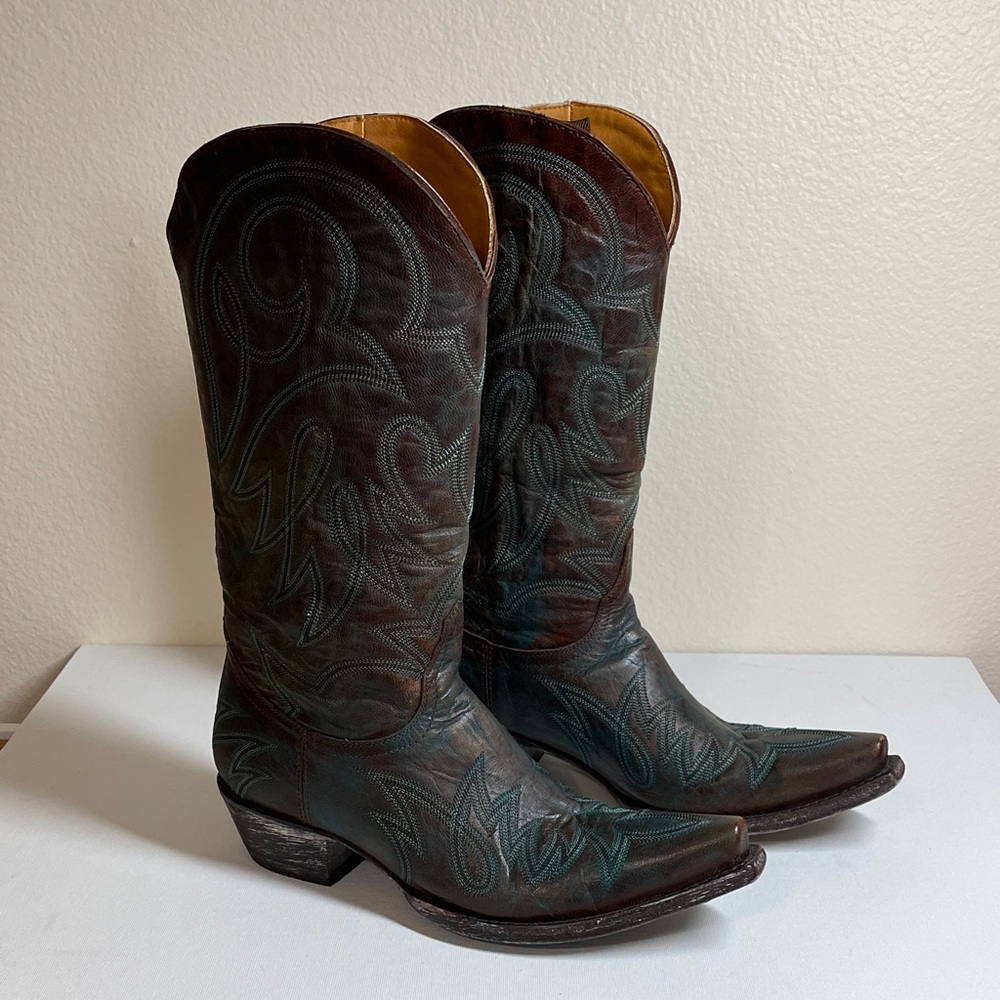 Old Gringo Brown and Teal Western Cowboy Boots